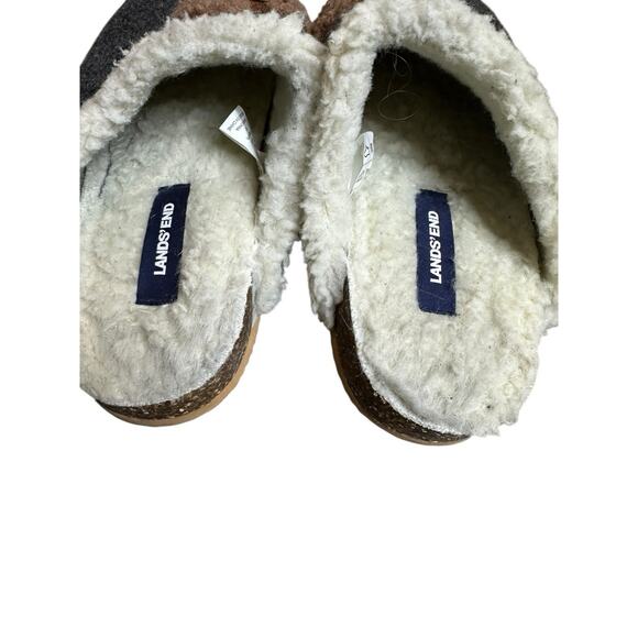 Lands End Felt Scuff Slippers Fetching Dog Sz 7B Faux Fur Rubber Sole Holidays - Picture 5 of 10